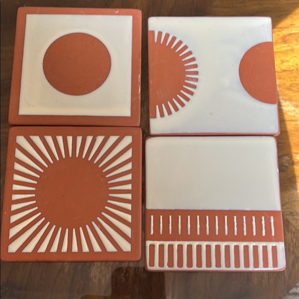 World market Beautiful ceramic Aztec coasters